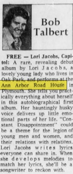 Ann Arbor Road House - Jan 14 1973 Mention (newer photo)